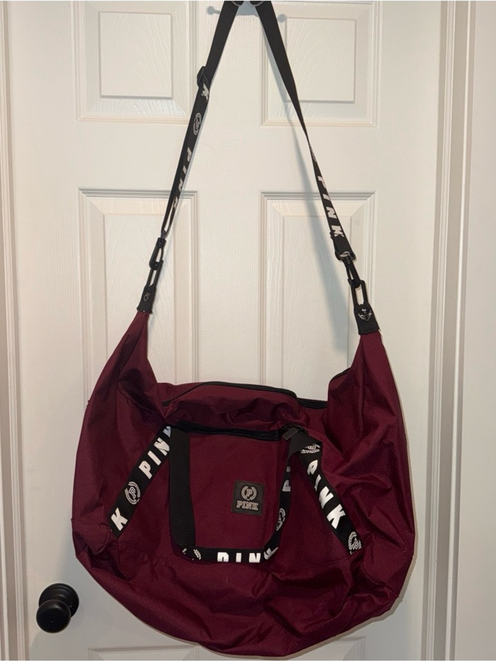 PINK Victoria's Secret Burgundy Shoulder Tote with Logo Strap
